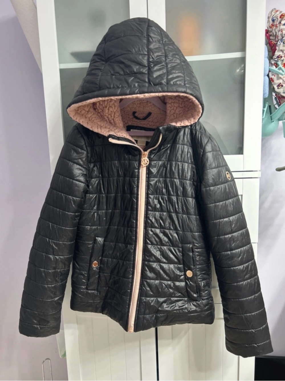 Michael Kors Girls' Sherpa-Lined Puffer Jacket size 14